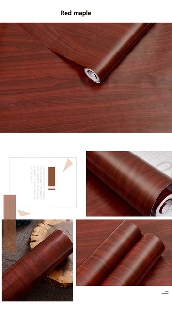 Drewniany pasek czarnej PVC tapety samoprzylepne w rolkach - dekoracyjne naklejki do nowoczesnych mebli - Wianko - 23