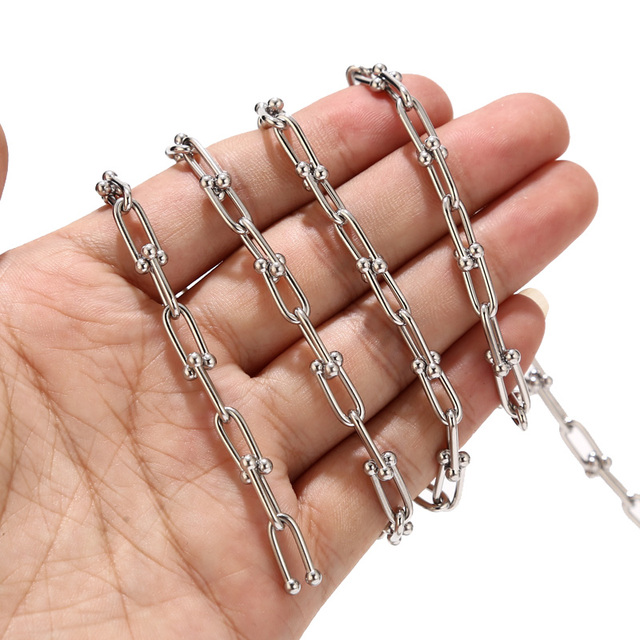 Linki łańcuchowe ze stali nierdzewnej o szerokości 5.5MM - pozłacane naszyjniki do tworzenia biżuterii - Wianko - 5