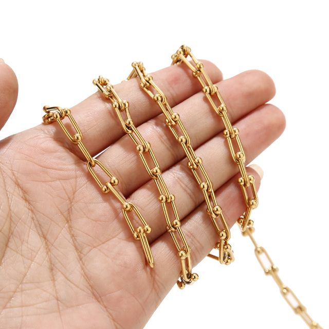 Linki łańcuchowe ze stali nierdzewnej o szerokości 5.5MM - pozłacane naszyjniki do tworzenia biżuterii - Wianko - 2