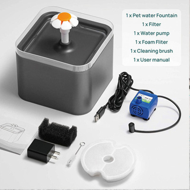 Automatyczna fontanna wodna dla kota 2L z filtrem, LED, elektrycznym wyciszeniem i zasilaniem USB - Wianko - 8