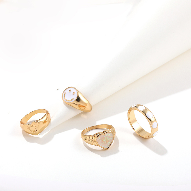 Zestaw pierścieni Vintage Multicolor z motywem owada i motyla, delikatne pierścionki w kształcie serca, wykonane z metalu w kolorze złotym - biżuteria estetyczna dla kobiet i dziewczyn - Wianko - 31