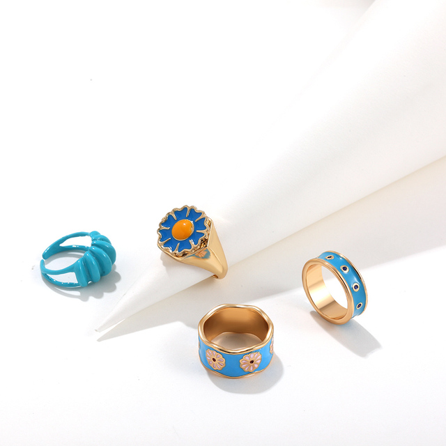 Zestaw pierścieni Vintage Multicolor z motywem owada i motyla, delikatne pierścionki w kształcie serca, wykonane z metalu w kolorze złotym - biżuteria estetyczna dla kobiet i dziewczyn - Wianko - 9