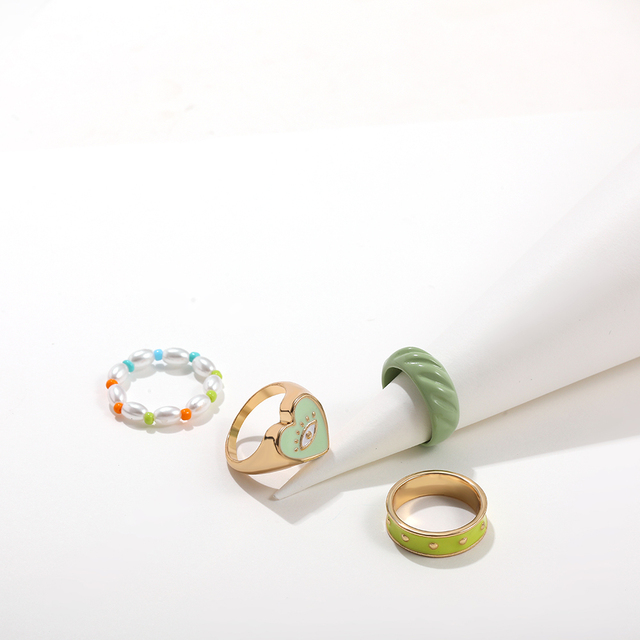 Zestaw pierścieni Vintage Multicolor z motywem owada i motyla, delikatne pierścionki w kształcie serca, wykonane z metalu w kolorze złotym - biżuteria estetyczna dla kobiet i dziewczyn - Wianko - 19