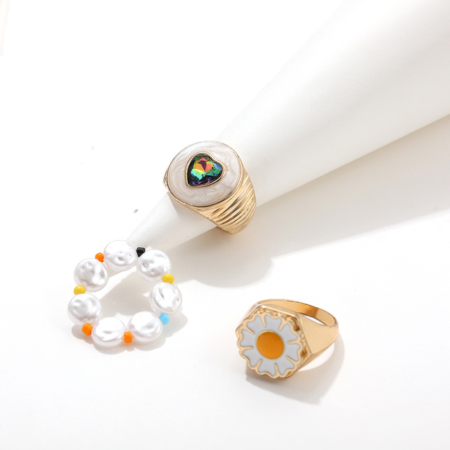 Zestaw pierścieni Vintage Multicolor z motywem owada i motyla, delikatne pierścionki w kształcie serca, wykonane z metalu w kolorze złotym - biżuteria estetyczna dla kobiet i dziewczyn - Wianko - 35