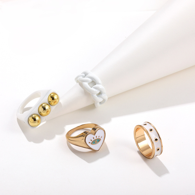 Zestaw pierścieni Vintage Multicolor z motywem owada i motyla, delikatne pierścionki w kształcie serca, wykonane z metalu w kolorze złotym - biżuteria estetyczna dla kobiet i dziewczyn - Wianko - 29