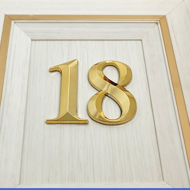 Naklejki samoprzylepne z numerem domu - 7CM, złote - idealne do dekoracji drzwi, płyty adresowej, skrzynek pocztowych i innych pomieszczeń - Wianko - 5