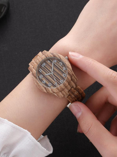 Zegarek damski imitujący materiał bambusowy z mechanicznym mechanizmem - stylowy i prosty zegarek damski w modnym wydaniu - Wianko - 5