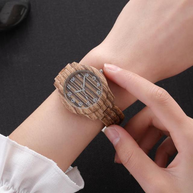 Zegarek damski imitujący materiał bambusowy z mechanicznym mechanizmem - stylowy i prosty zegarek damski w modnym wydaniu - Wianko - 4