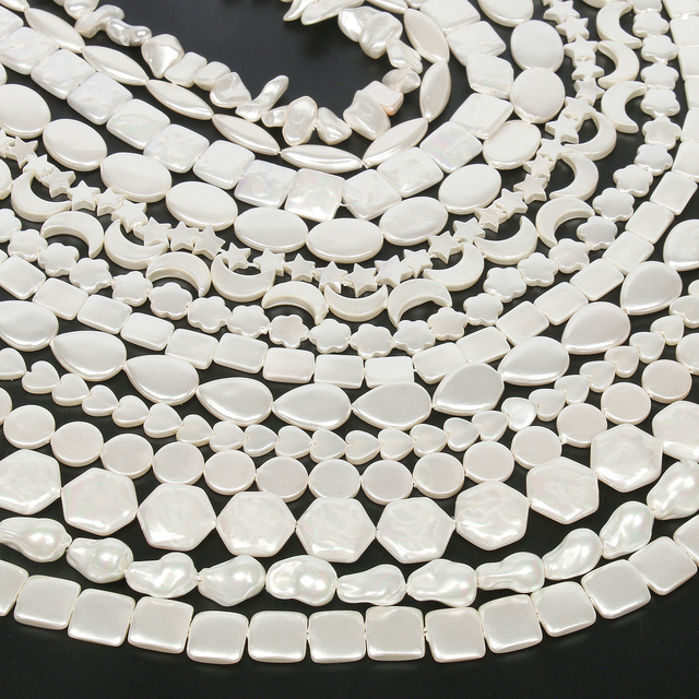 Białe perły koralikowe do biżuterii DIY - gwiazdki, serca, kwiatki, krople, kwadraty - luźne koraliki 15'' - Wianko - 1