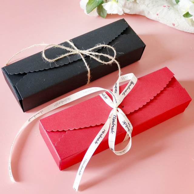 Pudełka na prezenty - 10 sztuk, 4 kolory, prostokątne, papier pakowy, biały, czarny, czerwony, czekoladowy - idealne do pakowania słodyczy, deserów i makaroników - Party Treat Box - Wianko - 2