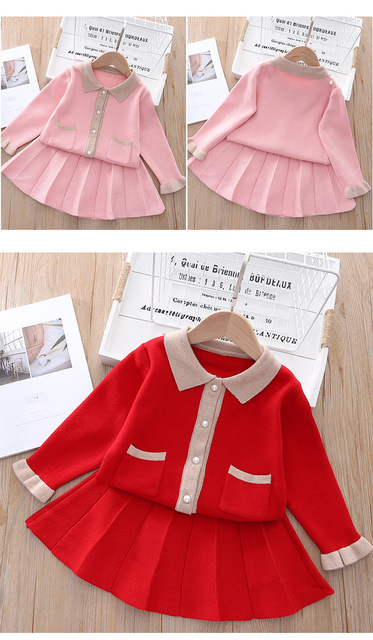 Zestaw ubrań jesienno-zimowych dla dziewczynek: bluzka z długim rękawem i spódnica księżniczka - Wianko - 2