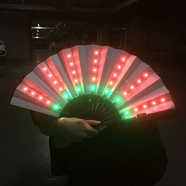 Świecący składany wentylator z kolorowymi diodami LED - idealny do imprez i tańca - Wianko - 4