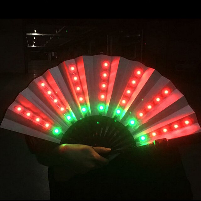 Świecący składany wentylator z kolorowymi diodami LED - idealny do imprez i tańca - Wianko - 9