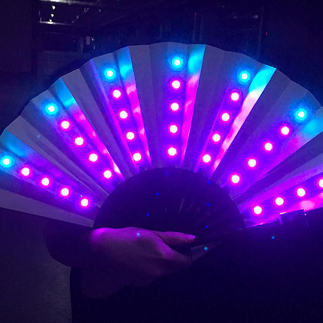 Świecący składany wentylator z kolorowymi diodami LED - idealny do imprez i tańca - Wianko - 8