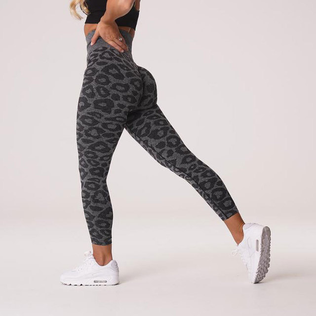Bezszwowe legginsy wysokiej talii do jogi - 4 kolory, siłownia, energia, leopard, fitness - Wianko - 9