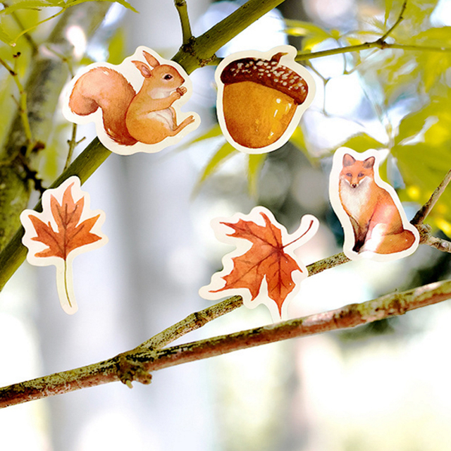 46 sztuk mini papierowych naklejek dekoracyjnych jesień las samoprzylepnych do scrapbookingu dzieci nabiał papiernicze - Wianko - 6