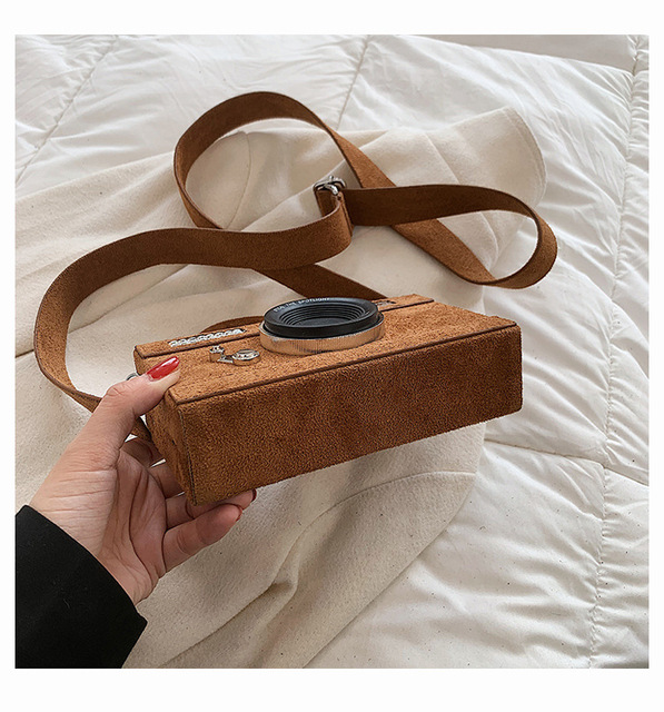 Torebka damska Box w kształcie kamery z rączką i paskiem na ramię, wykonana z modnego sztucznego zamszu - Wianko - 20