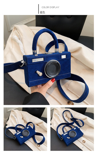 Torebka damska Box w kształcie kamery z rączką i paskiem na ramię, wykonana z modnego sztucznego zamszu - Wianko - 15