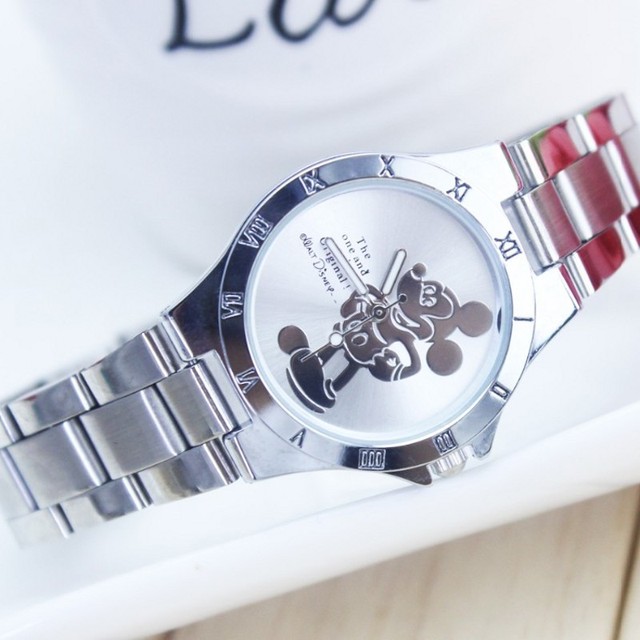 Damski zegarek Mickey Minnie - luksusowy srebrny stalowy pełny zegarek z myszkami - Wianko - 3