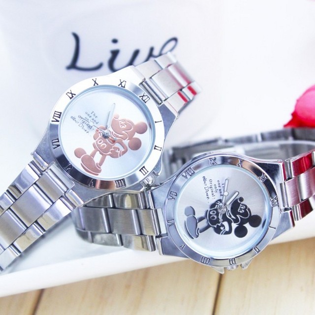 Damski zegarek Mickey Minnie - luksusowy srebrny stalowy pełny zegarek z myszkami - Wianko - 2