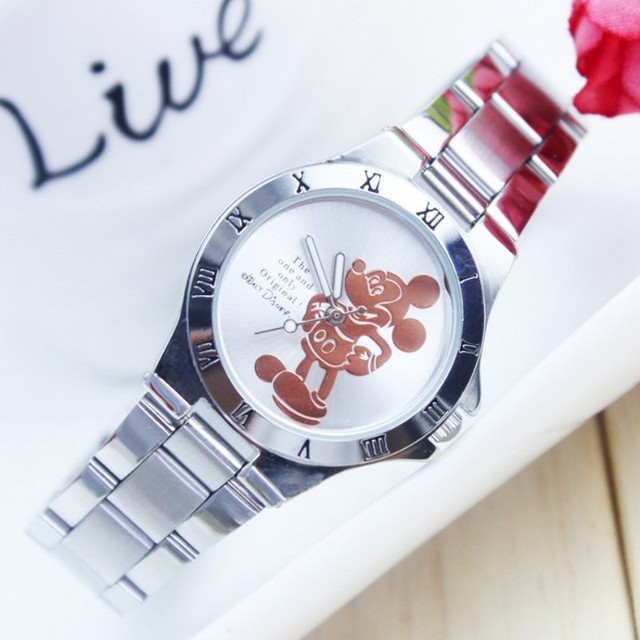 Damski zegarek Mickey Minnie - luksusowy srebrny stalowy pełny zegarek z myszkami - Wianko - 4