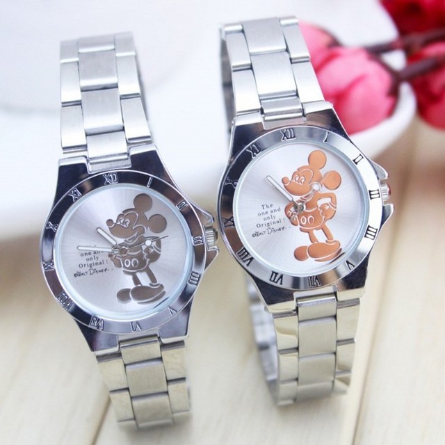 Damski zegarek Mickey Minnie - luksusowy srebrny stalowy pełny zegarek z myszkami - Wianko - 1