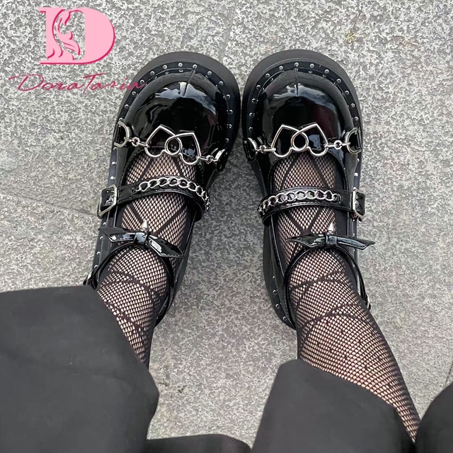 Nowe damskie buty na słupku DoraTasia - Słodkie mary jane na klinie, gotyckie dziewczyny Lolita punk - Wianko - 10