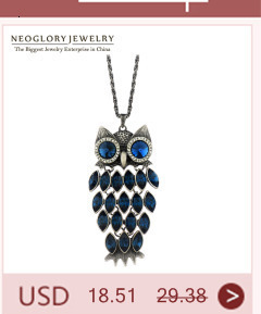 Naszyjnik Neoglory z austriackimi kryształami - sowa Maxi Boho, niebieski, długi, dla kobiet - prezenty walentynkowe, biżuteria 2020 - Wianko - 5