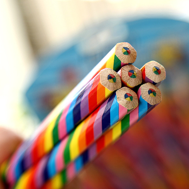 4pc drewniane koncentryczne kredki w tęczy - zestaw DIY do malowania cukierków dla dzieci i studentów - Wianko - 3