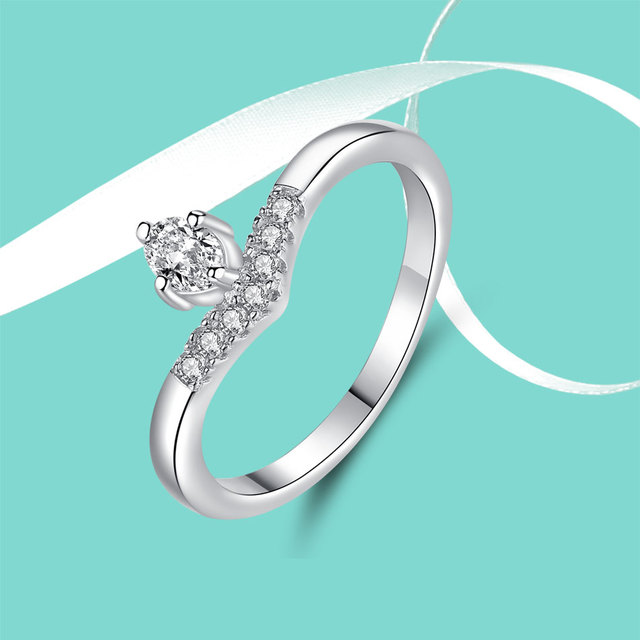 925 Sterling Silver Pierścień z Crysrtal - elegancka biżuteria zimowa dla kobiet - idealny prezent na rocznicę - Wianko - 2
