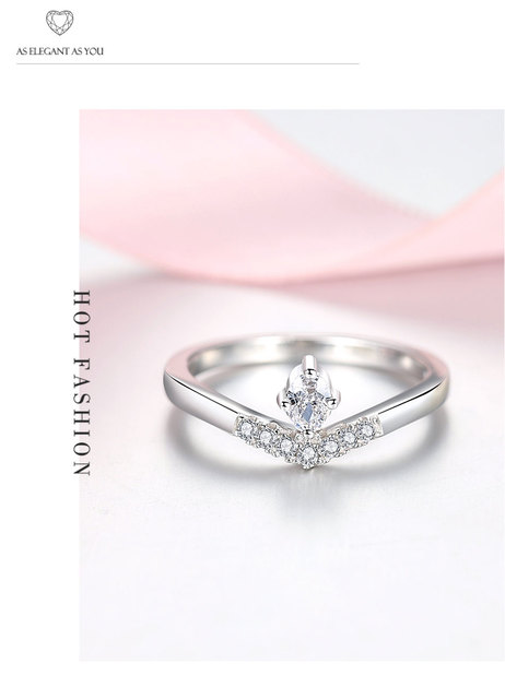 925 Sterling Silver Pierścień z Crysrtal - elegancka biżuteria zimowa dla kobiet - idealny prezent na rocznicę - Wianko - 6