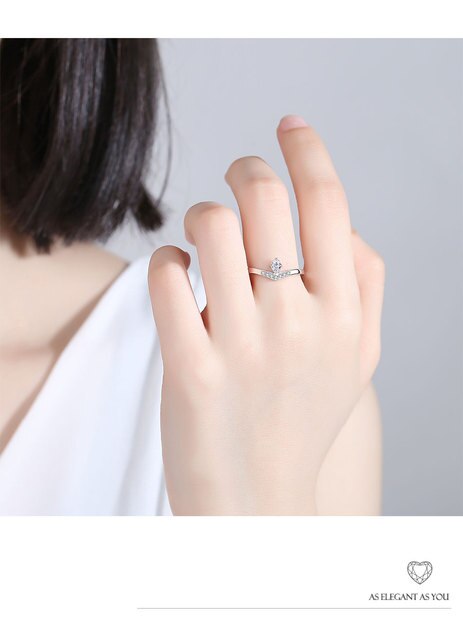 925 Sterling Silver Pierścień z Crysrtal - elegancka biżuteria zimowa dla kobiet - idealny prezent na rocznicę - Wianko - 7