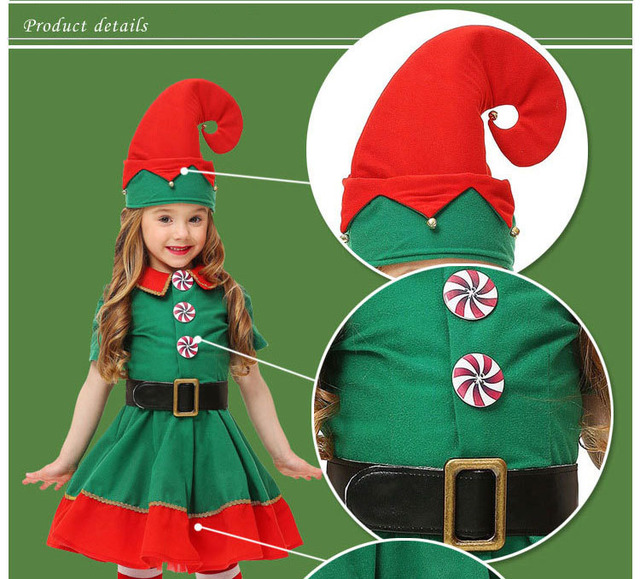 Zestaw kostiumów Boże Narodzenie Elf dla dzieci i dorosłych w kolorze zielonym - Wianko - 4