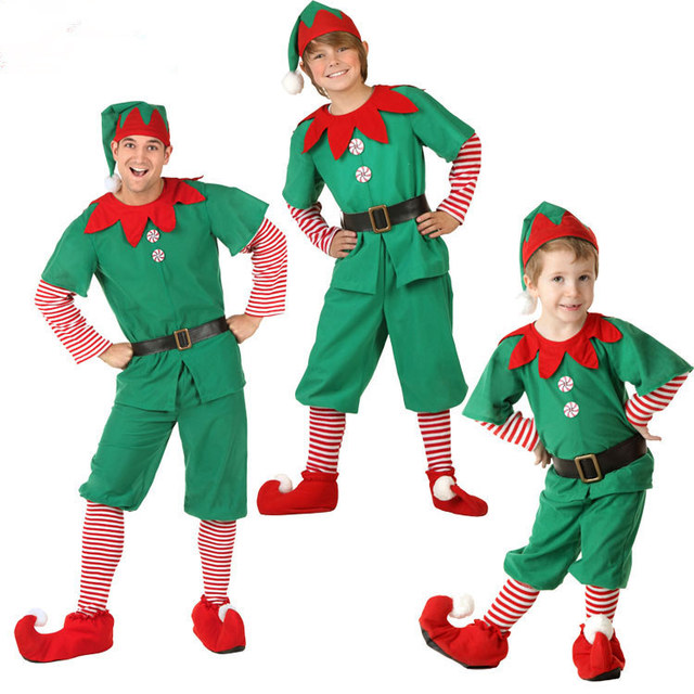 Zestaw kostiumów Boże Narodzenie Elf dla dzieci i dorosłych w kolorze zielonym - Wianko - 9