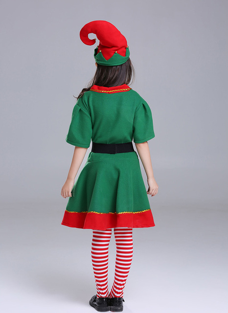 Zestaw kostiumów Boże Narodzenie Elf dla dzieci i dorosłych w kolorze zielonym - Wianko - 5