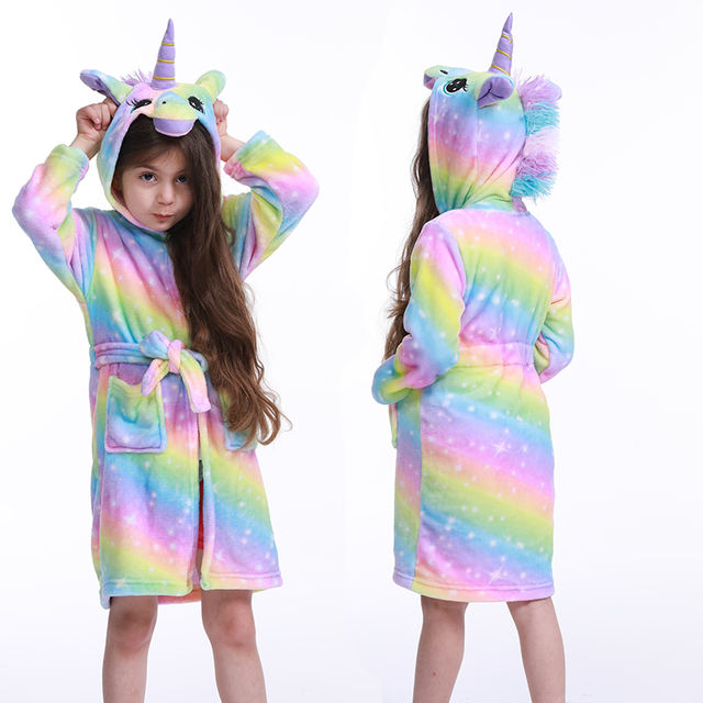 Dzieci Kigurumi jednorożec szlafrok kreskówka Rainbow szlafroki dla chłopców i dziewczynek - Wianko - 6