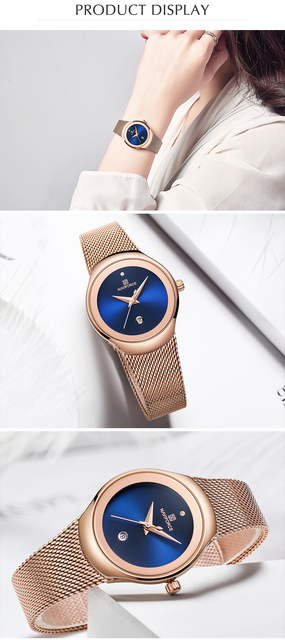 NAVIFORCE - Luksusowy zegarek kwarcowy dla kobiet z opaską siatkową i wodoszczelną obudową - Wianko - 9