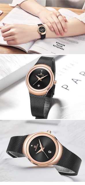 NAVIFORCE - Luksusowy zegarek kwarcowy dla kobiet z opaską siatkową i wodoszczelną obudową - Wianko - 12