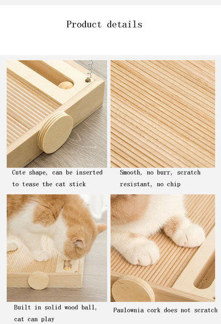 Drapak dla kota z litego drewna odporny na zużycie i szlifowanie łap, zabawka do drapania - Wianko - 5