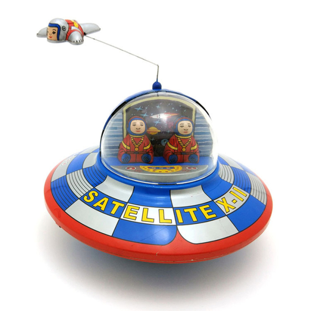 Latający spodek kosmiczny RC - mechaniczny, retro zabawka domowa z nakrętką - Wianko - 4