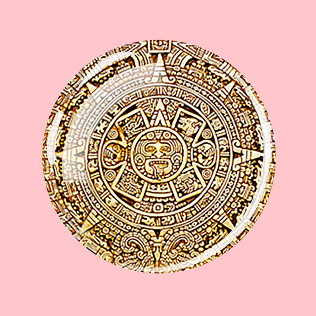 Brelok biżuteryjny stylizowany na kulturę Majów z wisiorkiem z szklanym azteckim kalendarzem - vintage łańcuch kluczy do samochodu - Wianko - 3