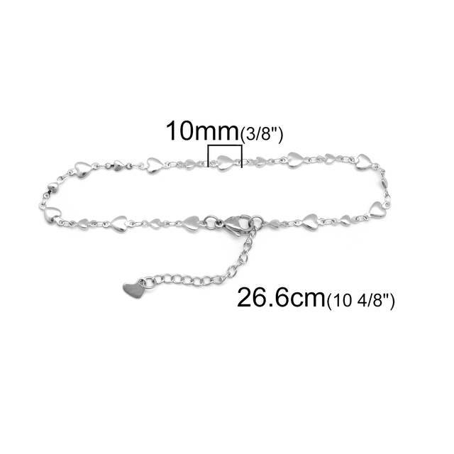 Anklet z łańcuchem ze stali nierdzewnej, kolor srebrny, biżuteria dla kobiet - Moda 304, lato, plaża - Wianko - 5