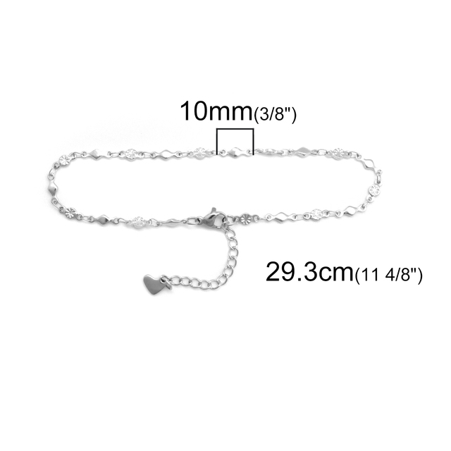 Anklet z łańcuchem ze stali nierdzewnej, kolor srebrny, biżuteria dla kobiet - Moda 304, lato, plaża - Wianko - 8