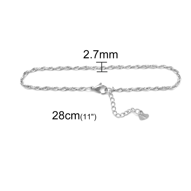 Anklet z łańcuchem ze stali nierdzewnej, kolor srebrny, biżuteria dla kobiet - Moda 304, lato, plaża - Wianko - 2