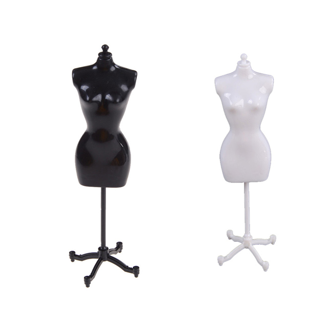 Modny wyświetlacz sukni wieczorowej dla lalek - forma ubrania manekina stojak, czarno-biały - Wianko - 10