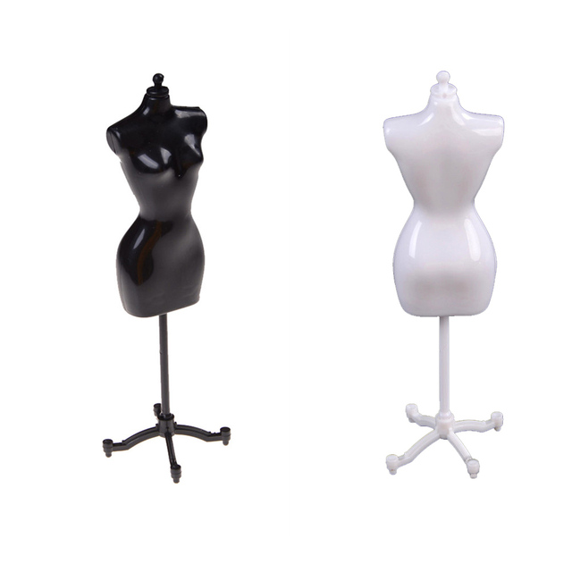 Modny wyświetlacz sukni wieczorowej dla lalek - forma ubrania manekina stojak, czarno-biały - Wianko - 9