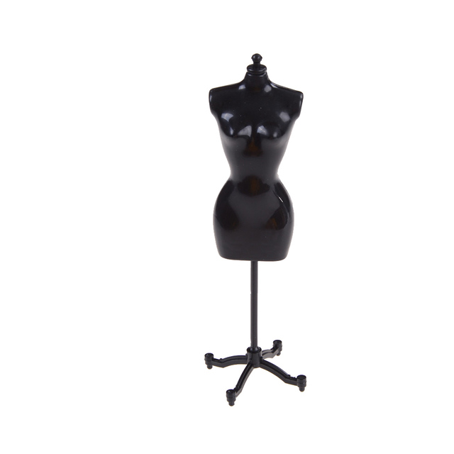 Modny wyświetlacz sukni wieczorowej dla lalek - forma ubrania manekina stojak, czarno-biały - Wianko - 8