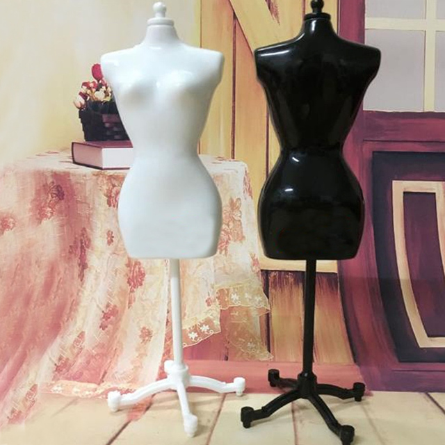 Modny wyświetlacz sukni wieczorowej dla lalek - forma ubrania manekina stojak, czarno-biały - Wianko - 1