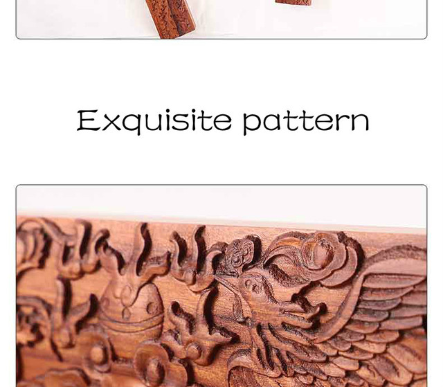 Przyciski do papieru rzeźbione z drzewa sandałowego, chiński obraz z kaligrafią - Wianko - 4