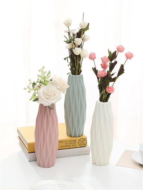 Niezniszczalny wazon plastikowy Nordic - prosty wazony na kwiaty z europejską imitacją Rattan Pot - Wianko - 3
